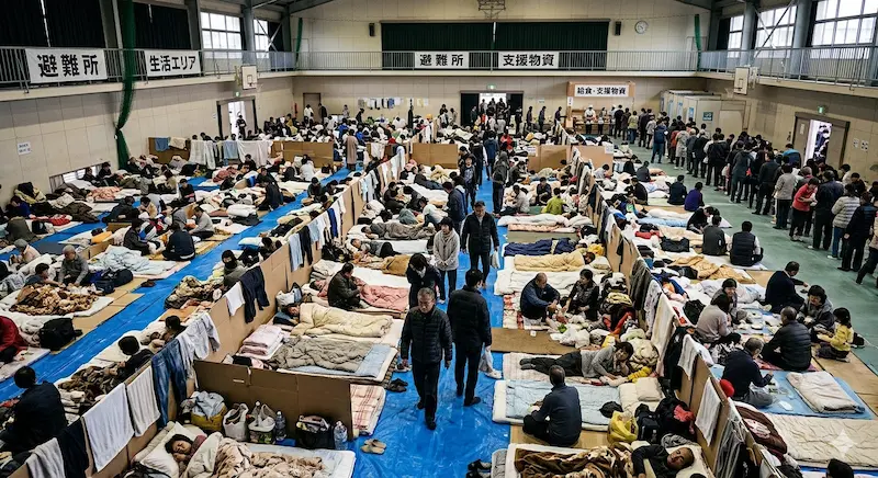 避難所での生活